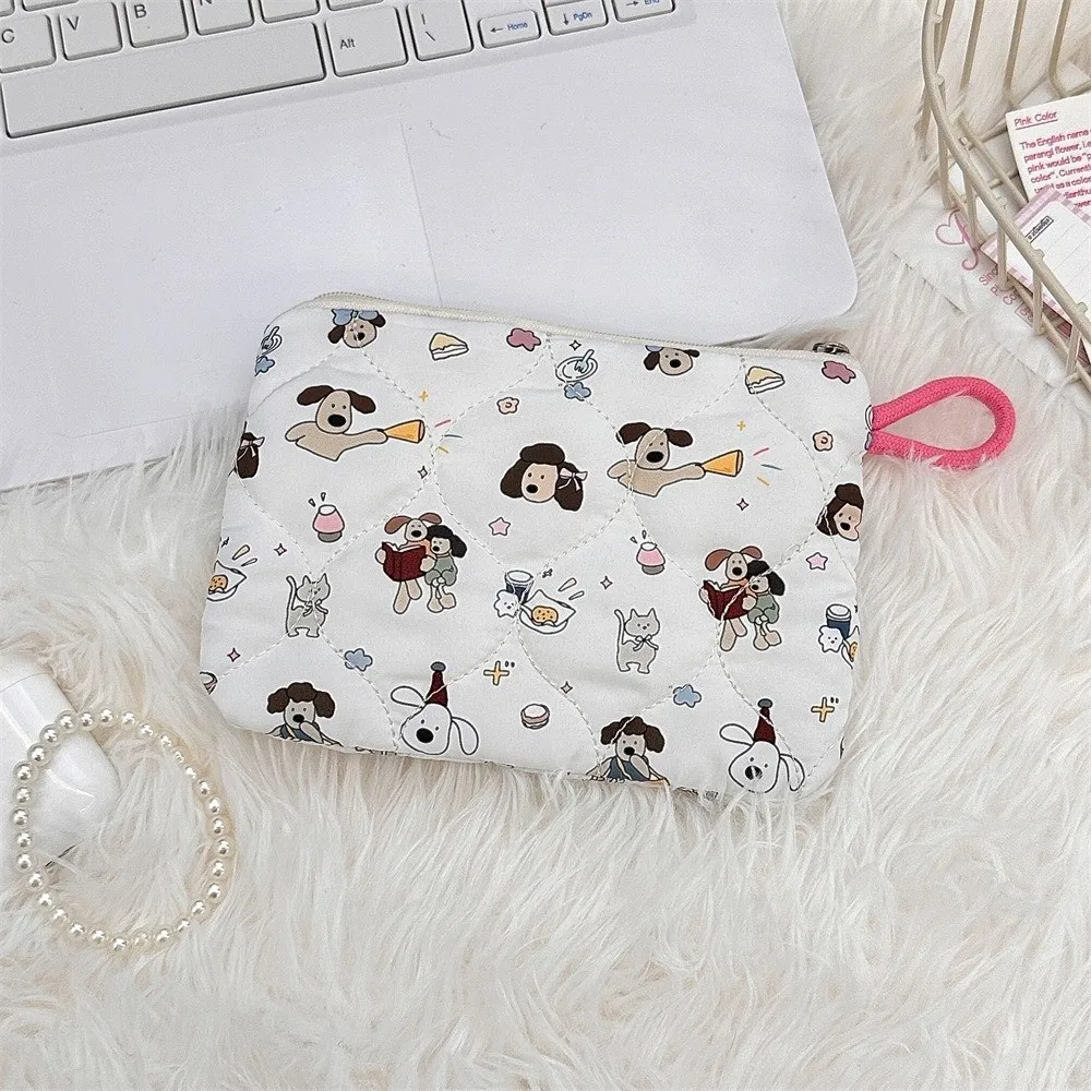 

New Polyester Mini Makeup Bag Cartoon Flowers Rabbit Card Storage Earphone Storage Bag Wallet Pouch for Lipstick