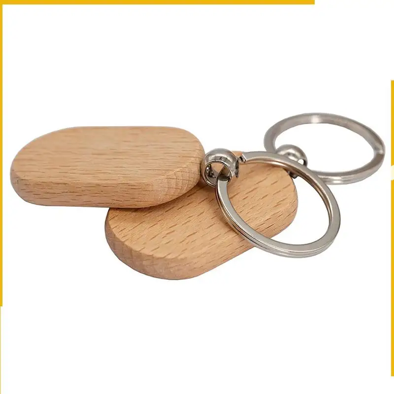 

A92P Blank Wooden Key Tag Key DIY Wood Keychains Key Wood Engraving Blanks 100 Pack