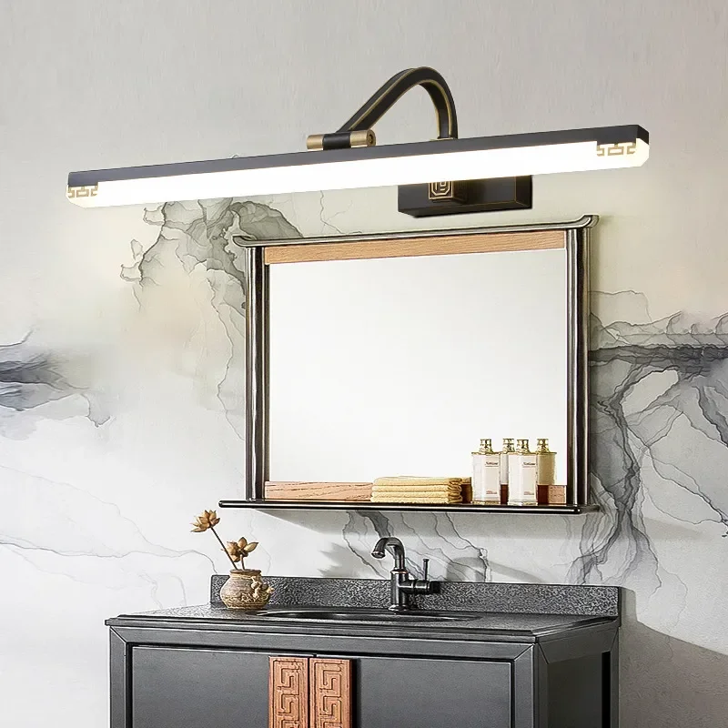 New Chinese all-copper mirror headlight bathroom LED simple mirror cabinet special light bathroom waterproof makeup lamp