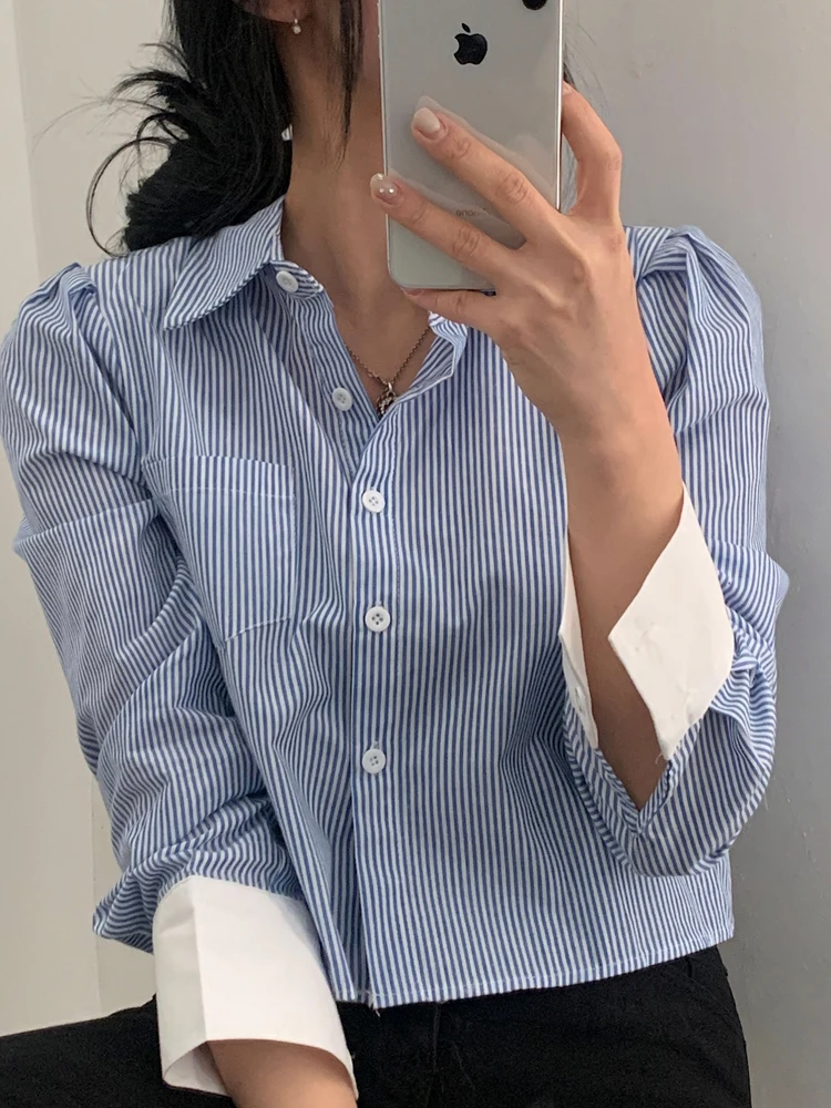 Colletto da donna ort a righe irt Slim Fit Lungo Sve Design a vita alta Autunno New Sle Faionable Top dimagrante