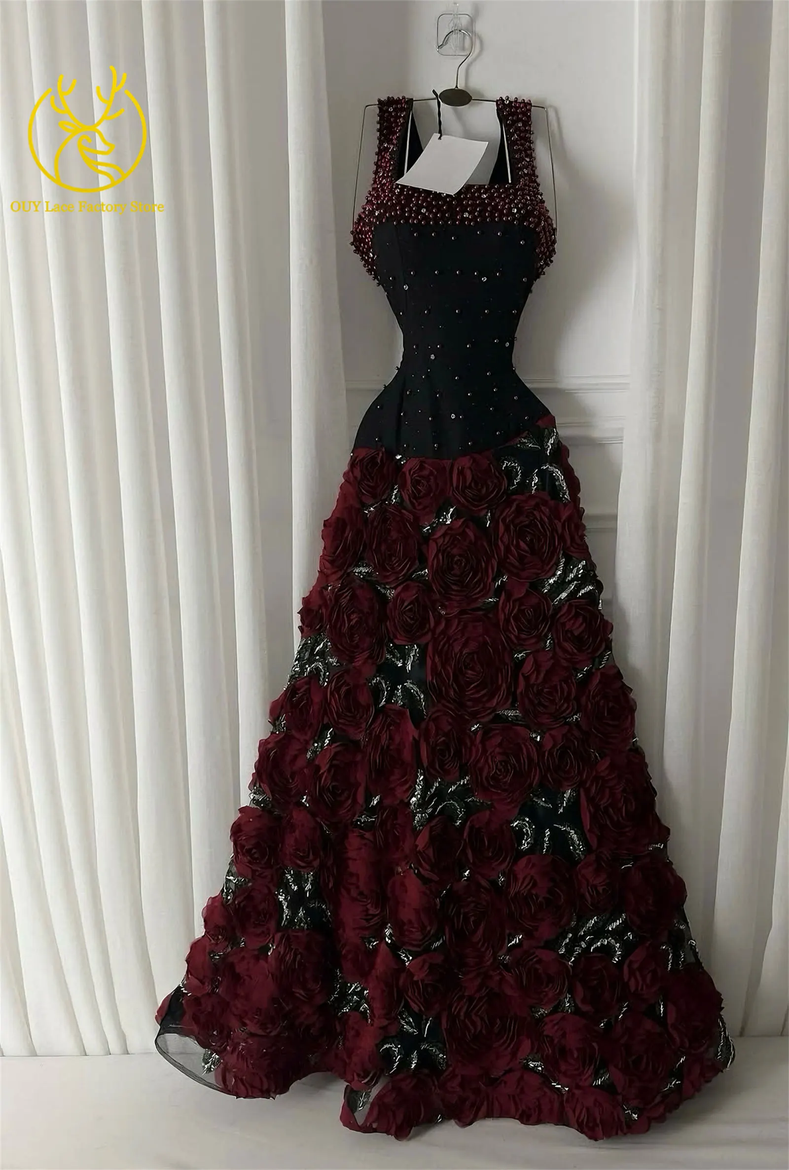 3D-Rosen-High-End Nigerianischer Tüll-Spitzenstoff 2026 – Hochwertiger afrikanischer Pailletten- und Perlen-Spitzenstoff für Brautkleider und Hochzeitskleider zum Nähen – Detail 10