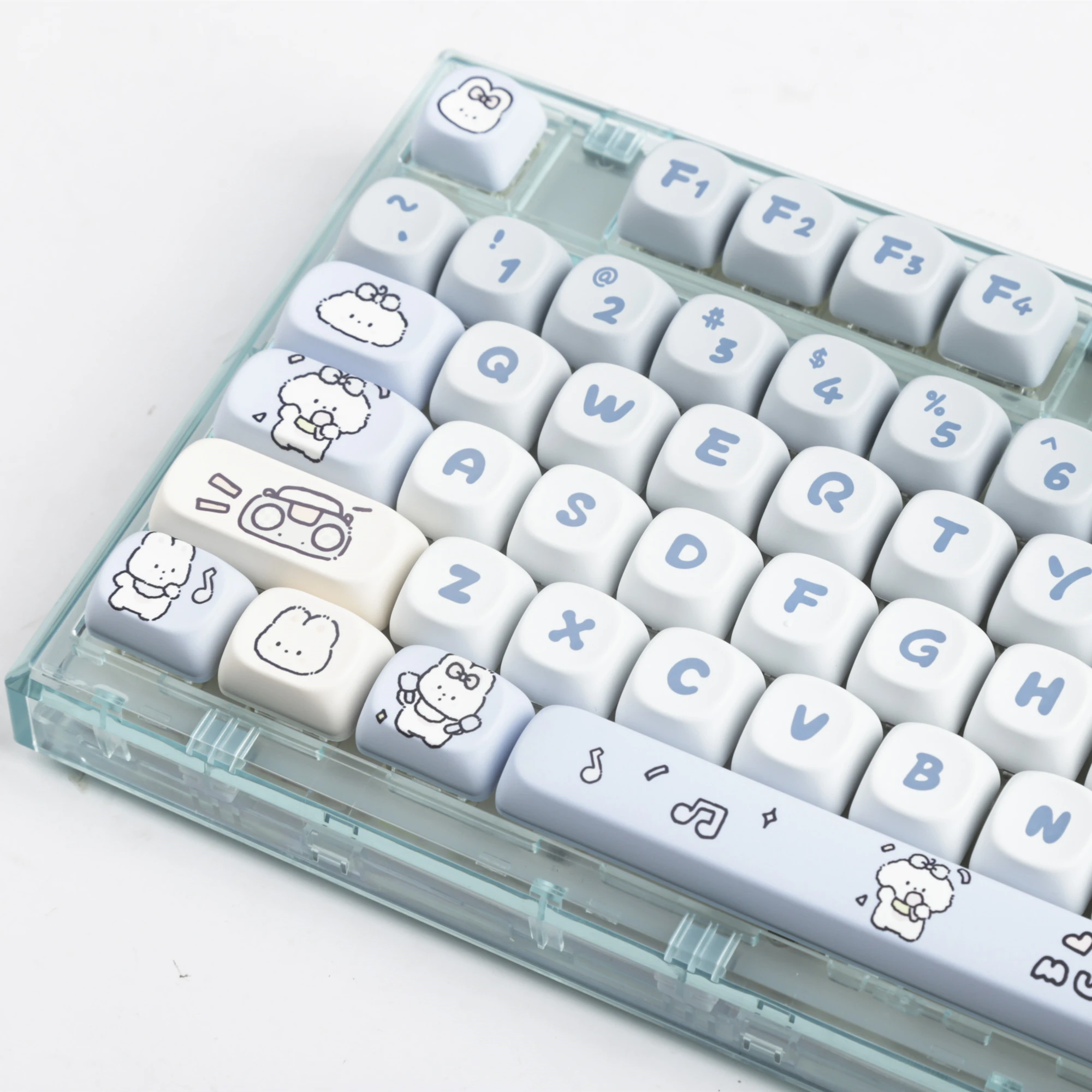 Imagem -03 - Band Bunny Keycaps para Meninas Sublimação Pbt Perfil Moa Teclado Mecânico Azul Bonito Jogos e Escritório