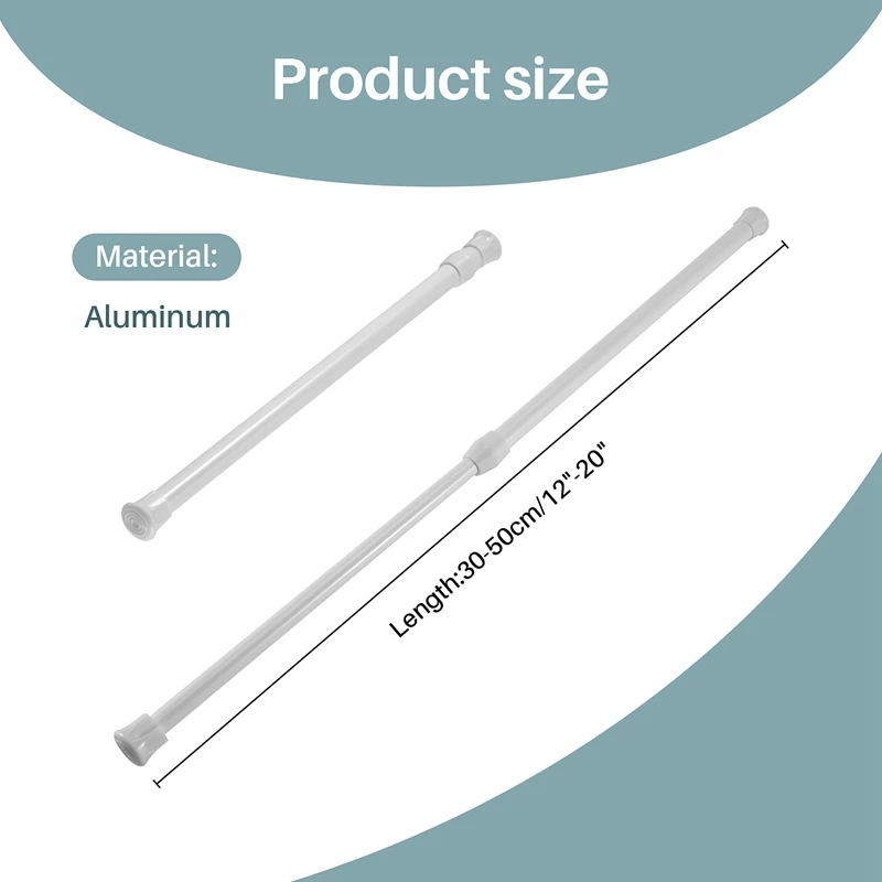 FULL-Telescopic Shower Rod Shower Curtain Rod Telescopic Rod Rod Shower White
