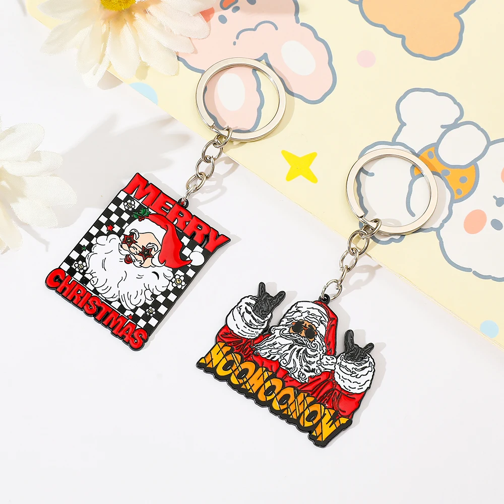 kawaii Santa Claus Keychains Creative Fashion keychain Backpack Pendant Men Women Christmas Jewelry Accessories