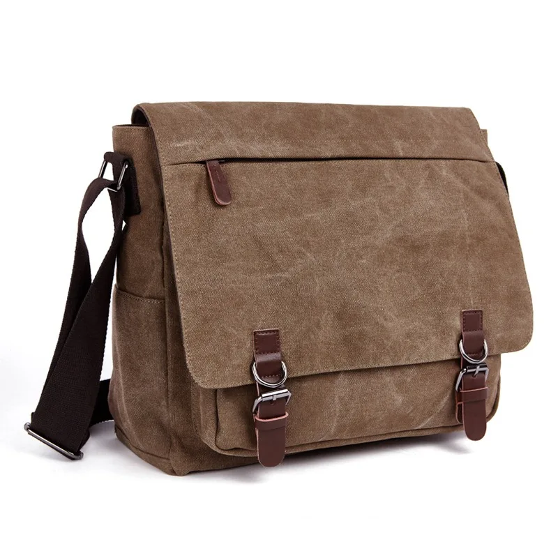 

Nesitu High Quality Vinage Casual Green Grey Blue Black Coffee Khaki A4 Canvas Women Men Shoulder Messenger Bag M8645