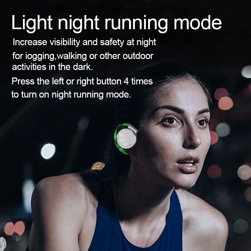 NEW Bluetooth Earphones with Night Running Lights TWS Bluetooth 5.2 Wireless Sports Headphones HD Stereo Noise Reduction Earbuds