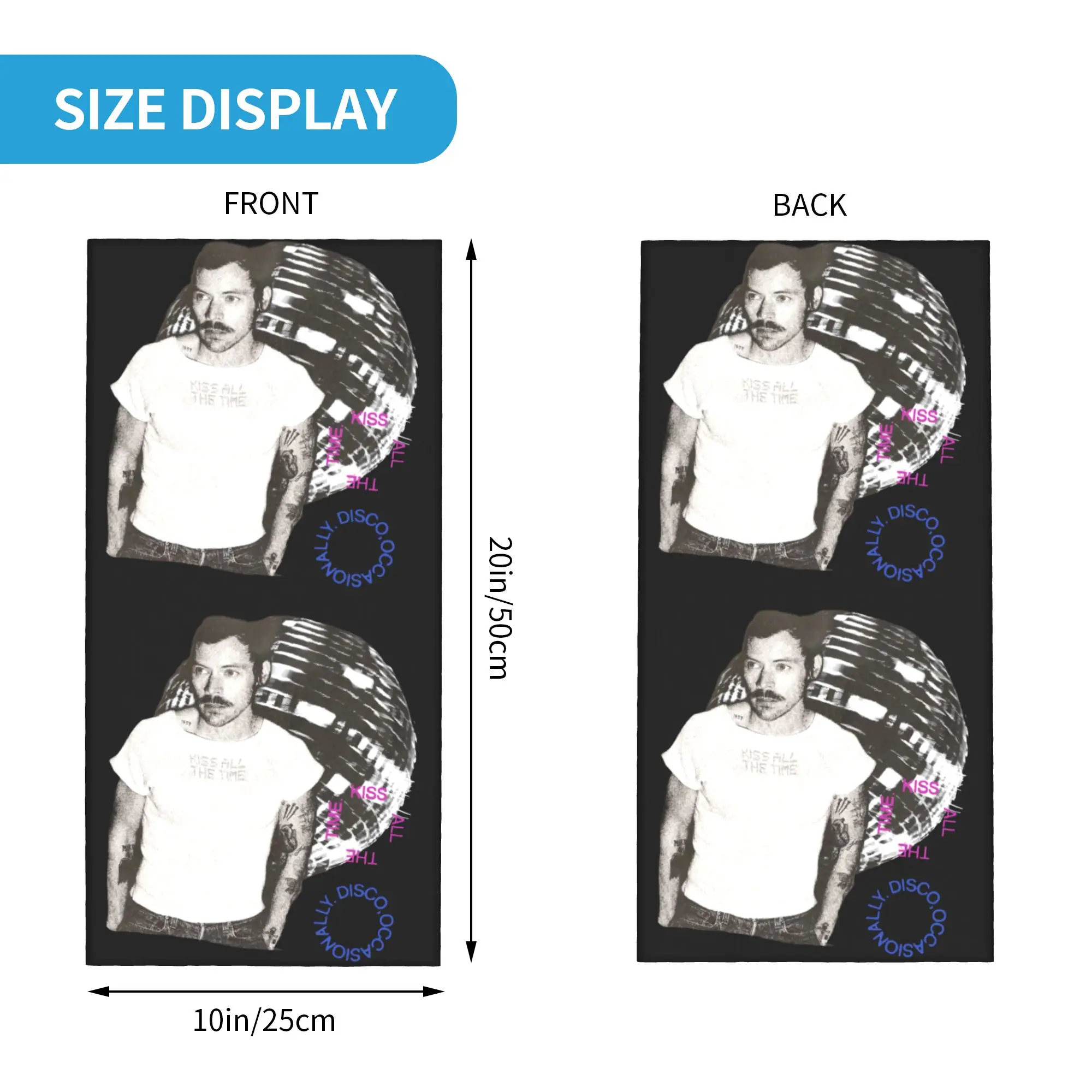 Kiss All The Time Disco Occasionall Harrys Music Styles Bandana Neck Gaiter Windproof Face Scarf Cover Headband Tube Balaclava