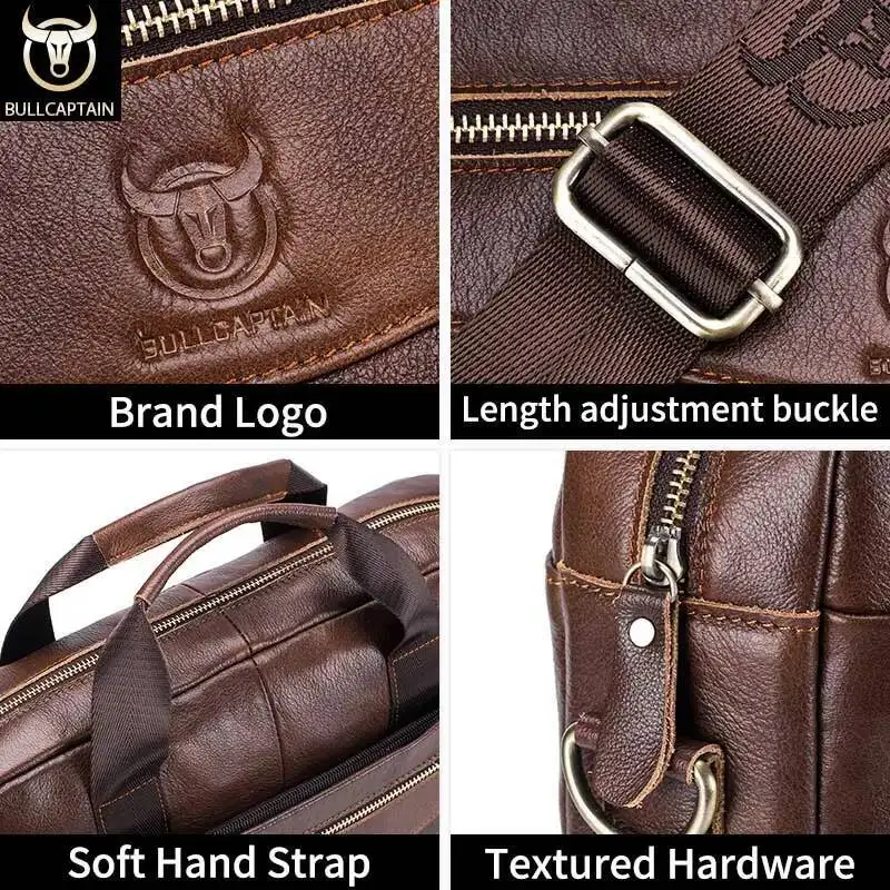 Shoulder Messenger Bags Genuine Leather 14-Inch Laptop Bag's Men's Briefcase Office Business Handbag