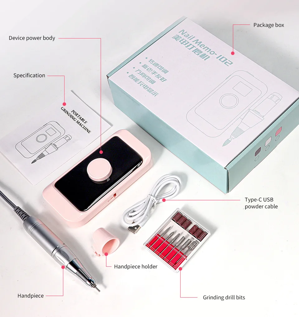 Perceuse à Ongles Professionnelle, Lime Électrique Portable, Rechargeable, Kit de Manucure, 35000RPM