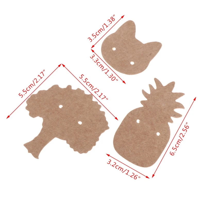 Y4QE 100 Pcs Brown Kraft Paper Cat-Shape Hand Draw Cardboard DIY Card Clothing Garment Label Tags for Arts Weddings