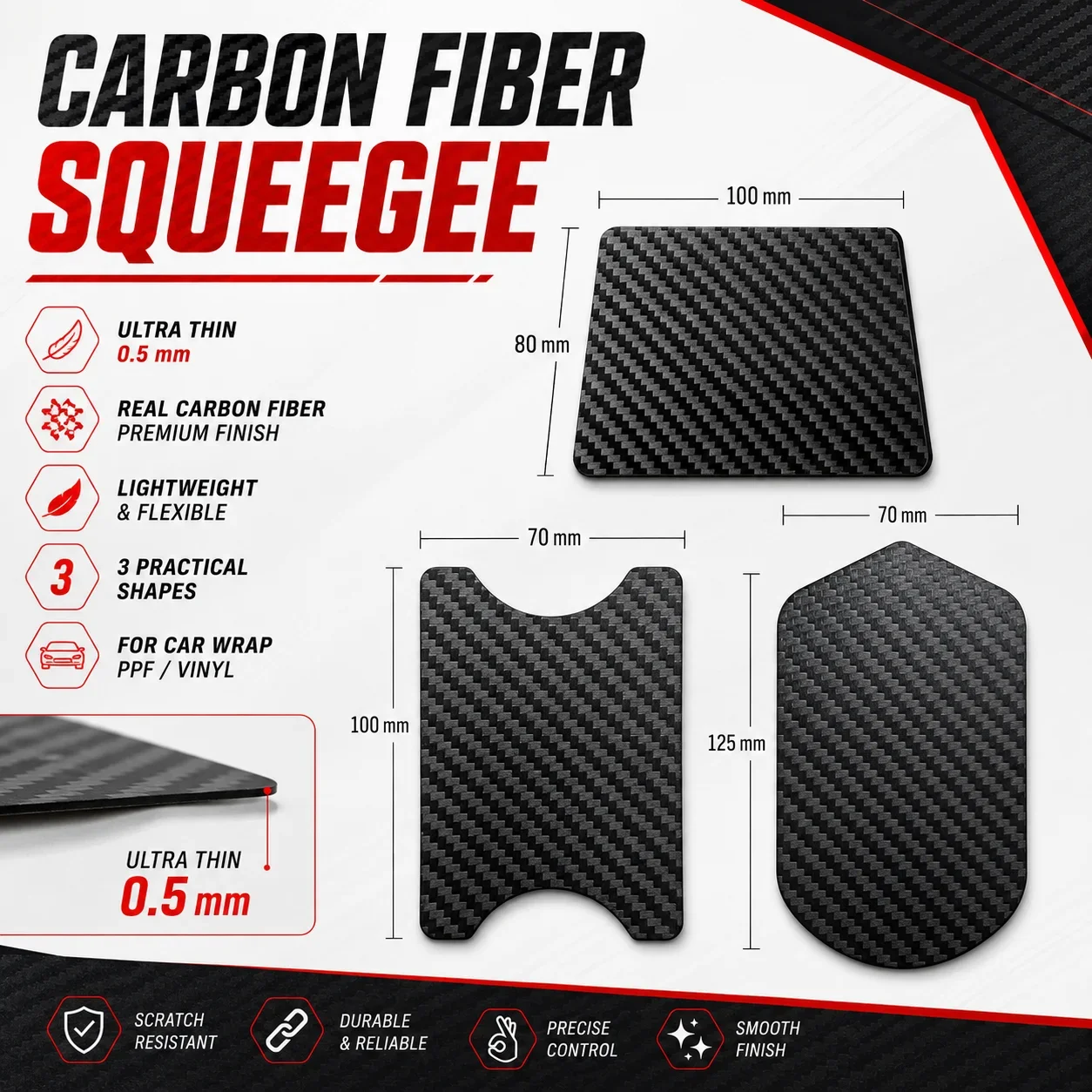 ALIWRAP Ultradünner Carbonfaser-Rakel für die Fahrzeugfolierung, Carbonfolien-Installationsschaber, Fensterfolienwerkzeug, Kanten- und Seitenverlegewerkzeug – Detail 7