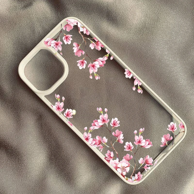 Pink Magnolia Flower Phone Case For iPhone 15 14 17 Pro 13 12Mini 11 XR Max X 16 8Plus Plum Blossom Shockproof Clear Hard Cover - náhled 6