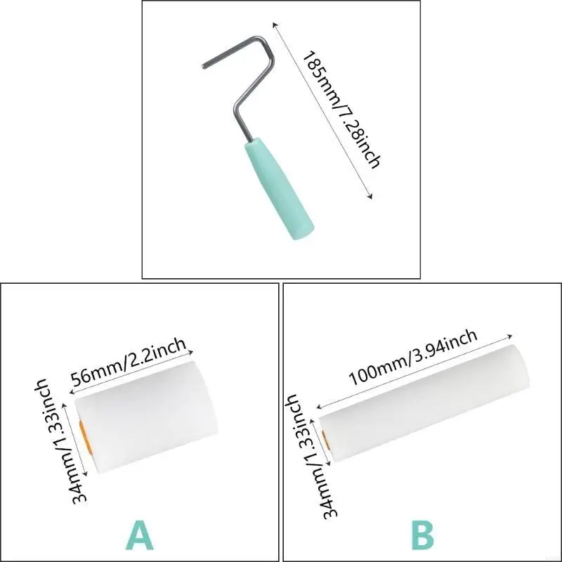 Multipurpose 9pcs Foam Rollers Detail Painting Tool for Home Improvement Project