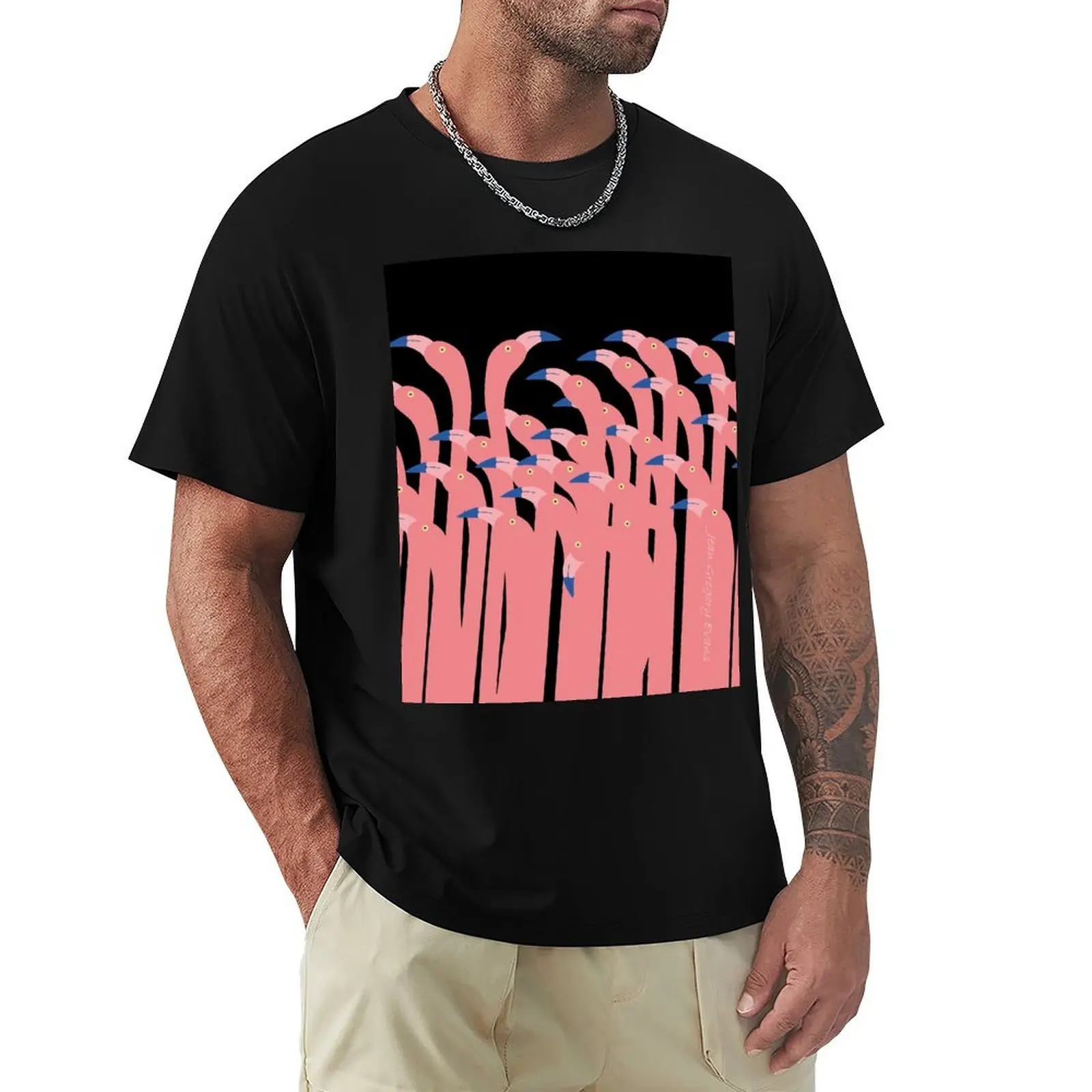 

PINK POETIC FLAMINGO DANCE T-Shirt man clothes luxury t-shirt summer shirt t shirts men