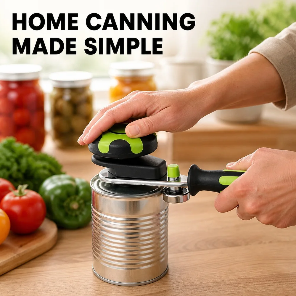 Manual Can Sealer Hand Crank Canning Machine with Metal Wheel Ergonomic Grip No Electricity for Home Kitchen