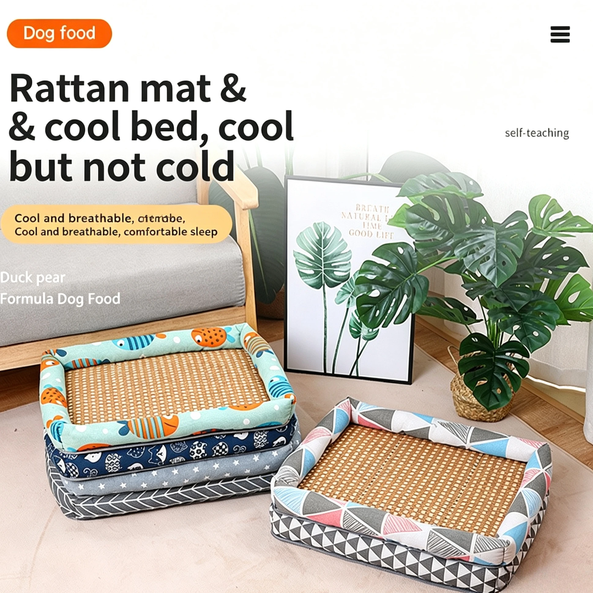 

Summer Cooling Rattan Cat Bed Breathable Vine Weaving Cool Ventilate Pet Sleeping Nest Mat Cat Supplies Accessories