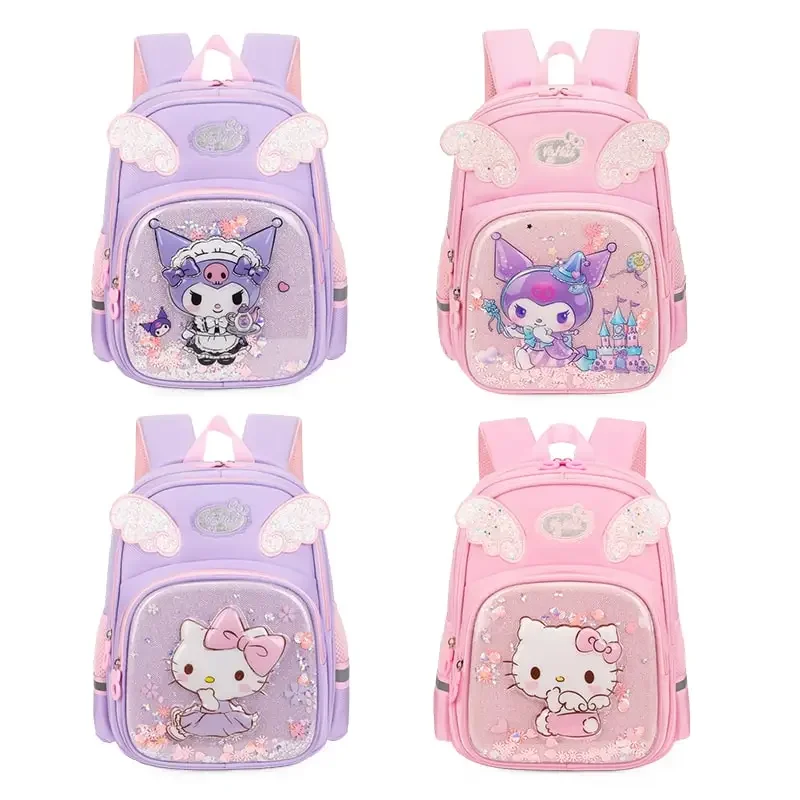 

Рюкзак Sanrioed с рисунком аниме Hello Kitty Kuromi, милый детский школьный портфель, Мультяшные канцелярские принадлежности, сумка через плечо, подарок для друга