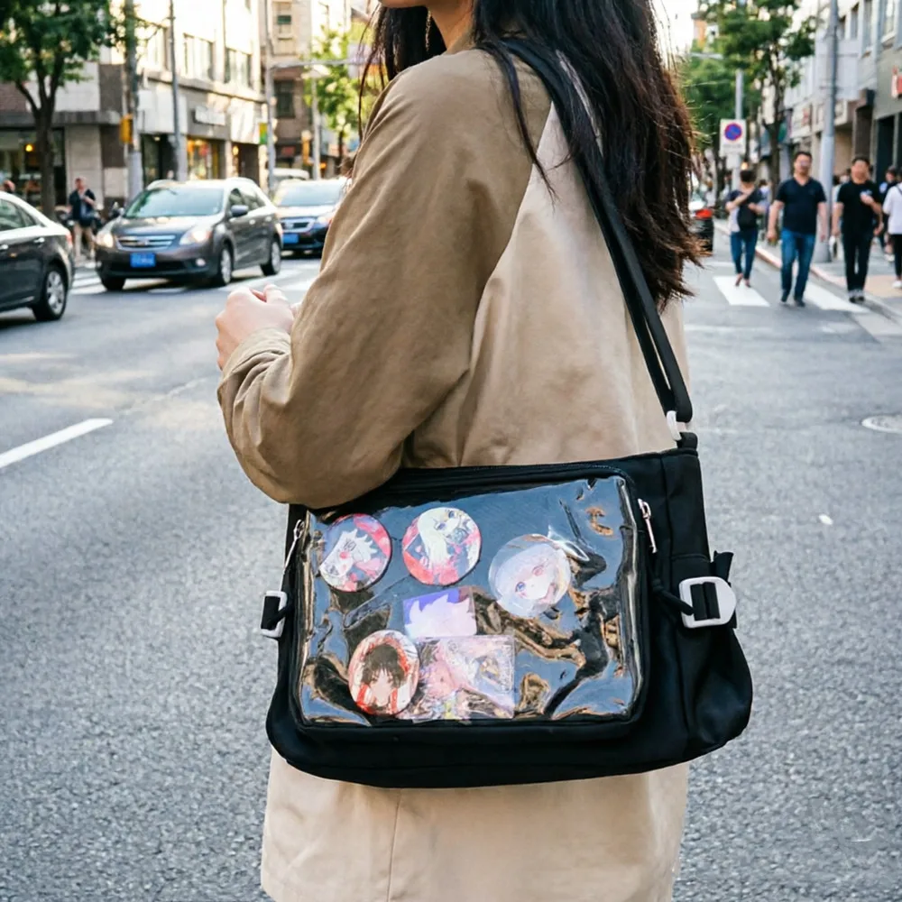 

Japanese Y2K Lolita Transparent Shoulder Bag New Trend Itabag Badge DIY Decoration Crossbody Bag Daily School Bags For Teenage
