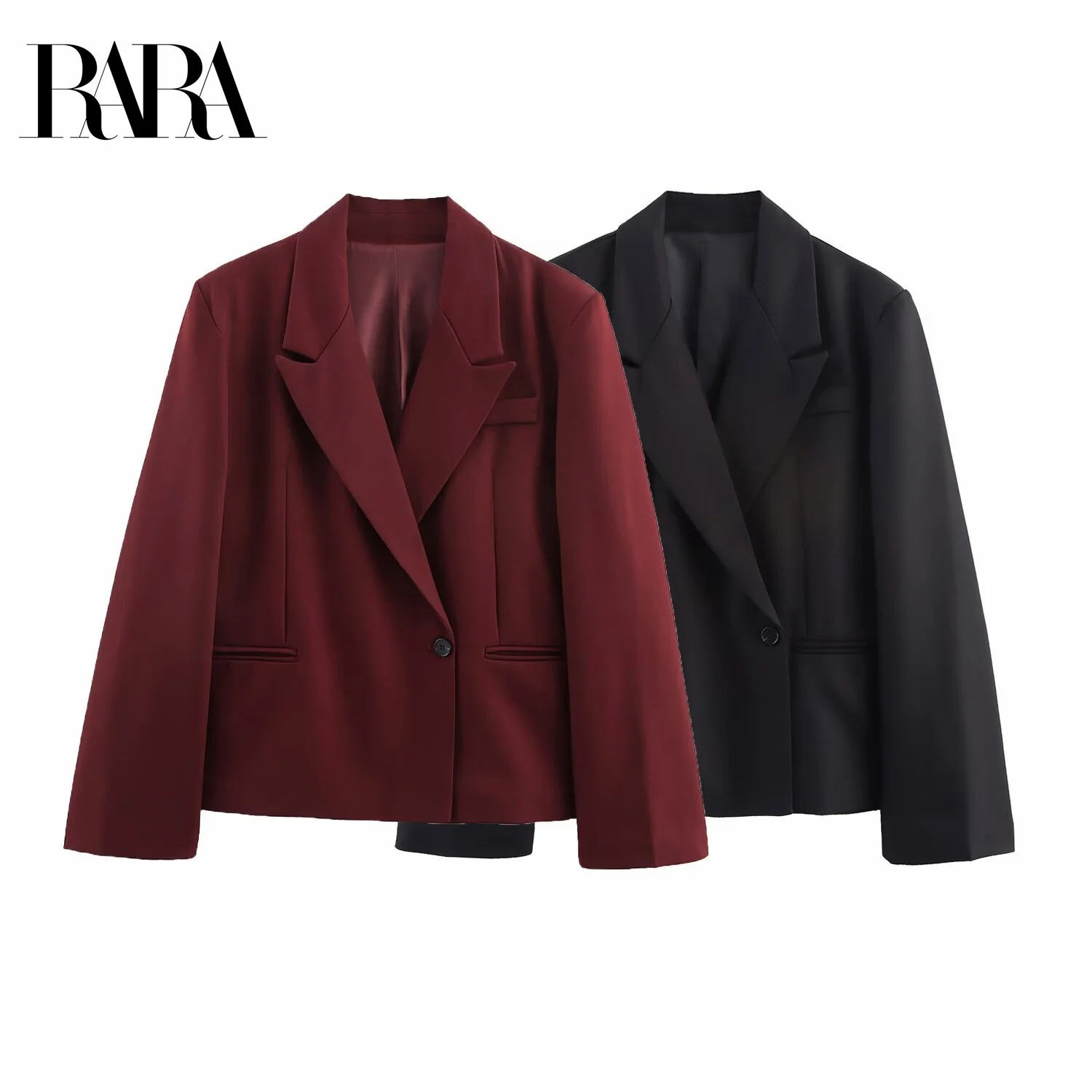 

RARA2025 autumn new women's casual fashion simple versatile loose suit collar long sleeve single button jacket
