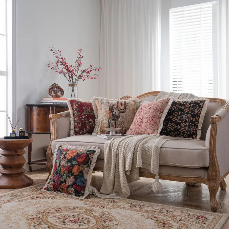 American Jacquard Multi-color Sofa Pillowcase Bed Cushion Living Room Cushion Cover Chair Car Without Core