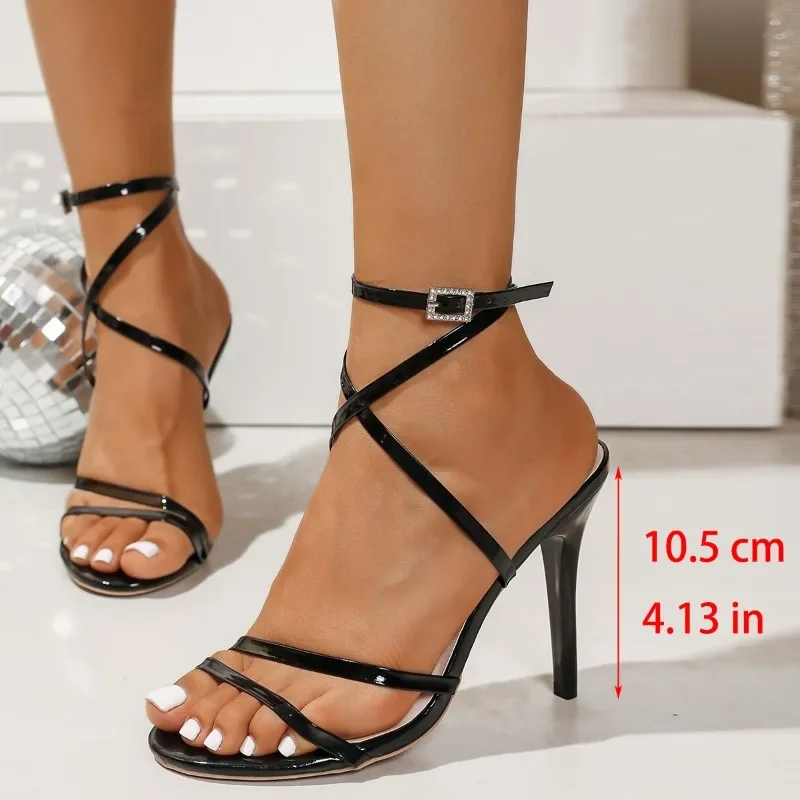 

2025 NEW Style New Black Buckle High Heel Sandals Women Summer Outdoor Breathable Skirt Women's High Heels Plus Size