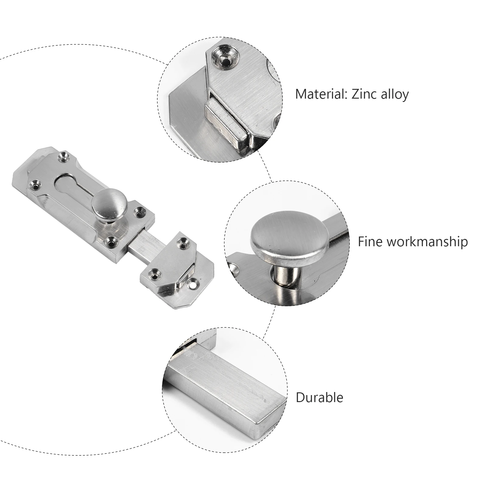 

2pcs Zinc Alloy Security Slide Bolt Heavy Duty Door Latch Lock Durable Rust Resistant Bathroom Kitchen Garage Easy Install Safe