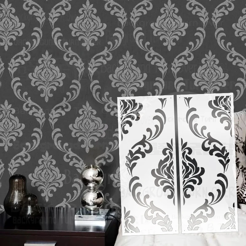 50cm - 100cm Stencil Wall Decorative For Plaster Decor Template Furniture Makers Damask Retro Vintage Baroque Rococo S509