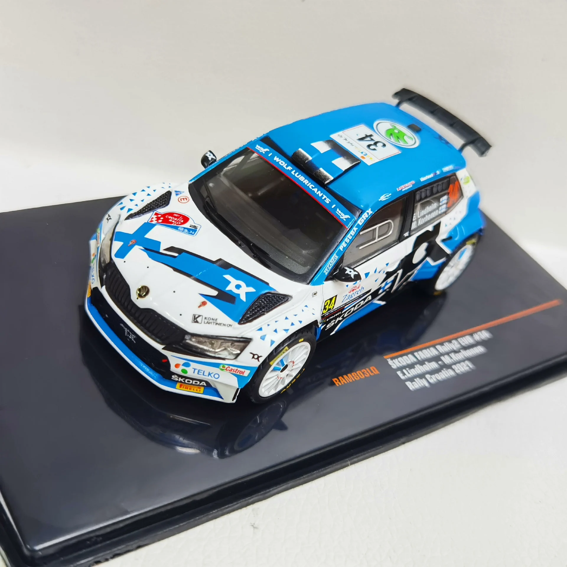 Diecast IXO 1/43 Scale SKODA FABIA EVO #34 2021 Rally Alloy Car Model Collectible Toy Gift Souvenir Display Ornament