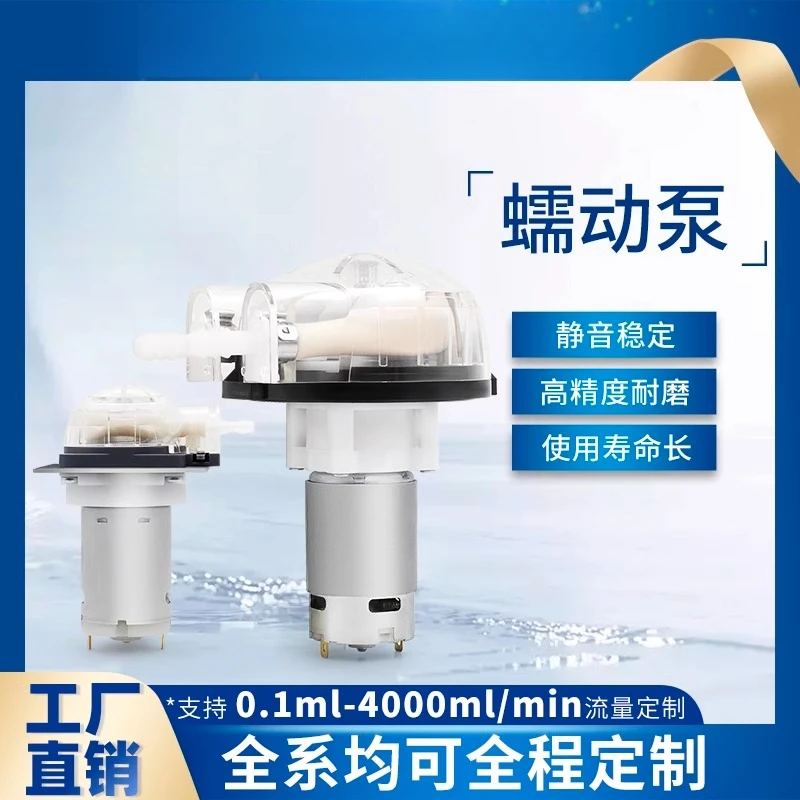 مضخة تمعجية مصغرة 12 فولت 24 فولت قياس تيار مستمر صامتة تدفق كبير فتيلة ذاتية