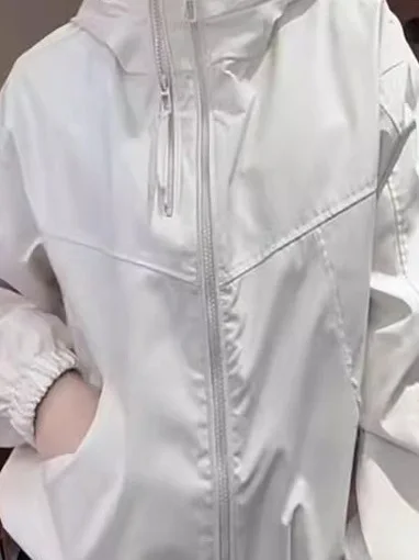 Casual Women's ort Jaet Outdoor Loose Fit Zippered Hooded Coat Double Zipper Faionable Polyester Fiber Warmth-Bearing