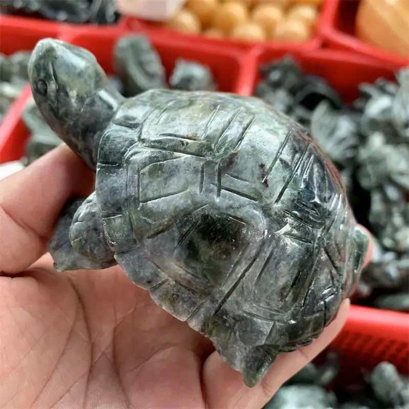 

Natural Crystal Quartz Turtle Carving Handmade Animal Powerful Statue For Home Decoration Lucky Gift 1PCS