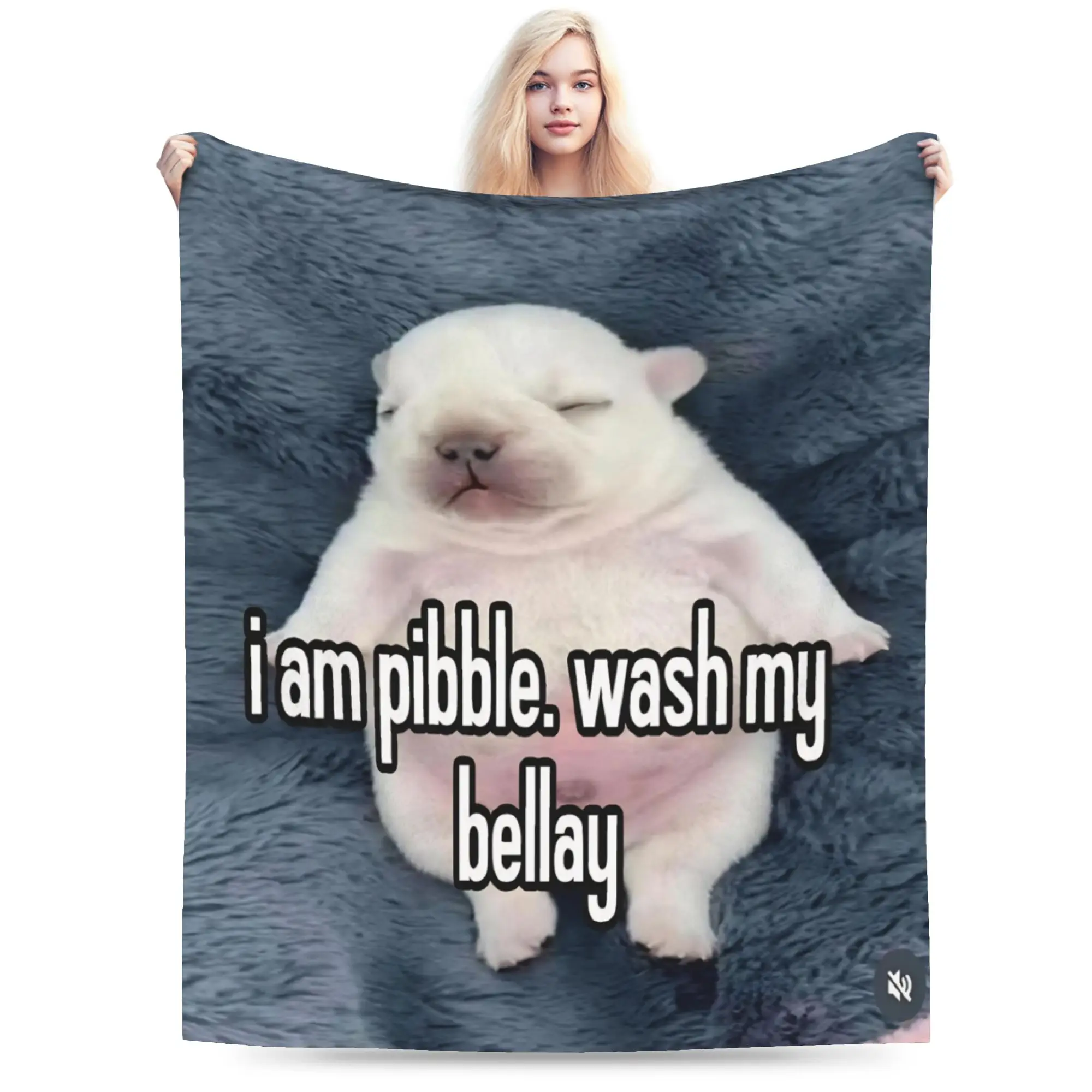 Y2K Pibble Meme Wash My Belly  Blanket Lightweight Thin Flannel  Comfortable Throw Blanket Machine Washable