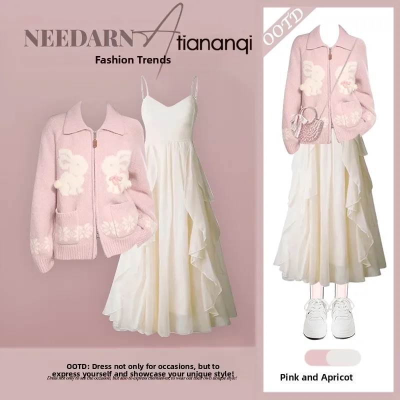 

Новый вязаный комплект-двойка 2026: свитер и чокер, создающий стройный силуэт, элегантный и универсальный образ для женщин.