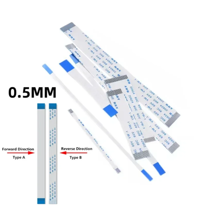 10Pcs FPC/FFC Ribbon Flexible Flat Cable 0.5MM Pitch 4 5 6 8 10 12 14 16 18 20 22 24 26 30 32 34 36 38 40 45 50 54 60 Pin