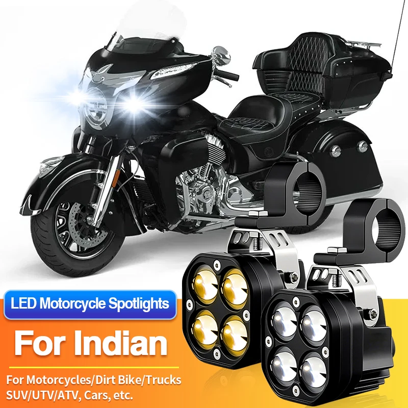 

1 Set Universal Motorcycles Headlight LED Fog Light Dual Color Spotlights for Indian Scout/Scout Icon/Springfield/Super Chief