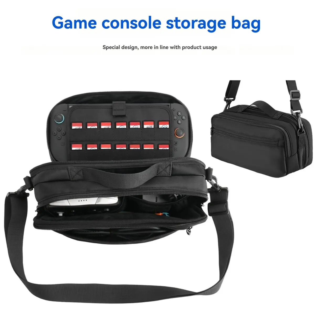 A26Z Portable Storage Bag for Switch 1/2 Large Capacity Sectional Storage Multiple Pocket Design & Shockproof Full Protection