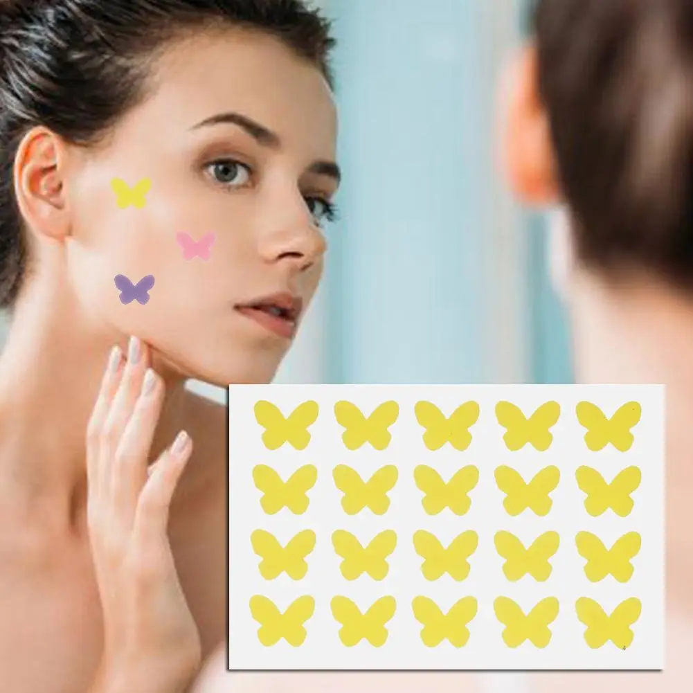 PE Pimple Acne Patches 20pc Butterfly Shaped Pimple Cover Sticker Colorful Invisible Pimple Cover Removal Pimple Patch Skin Spot