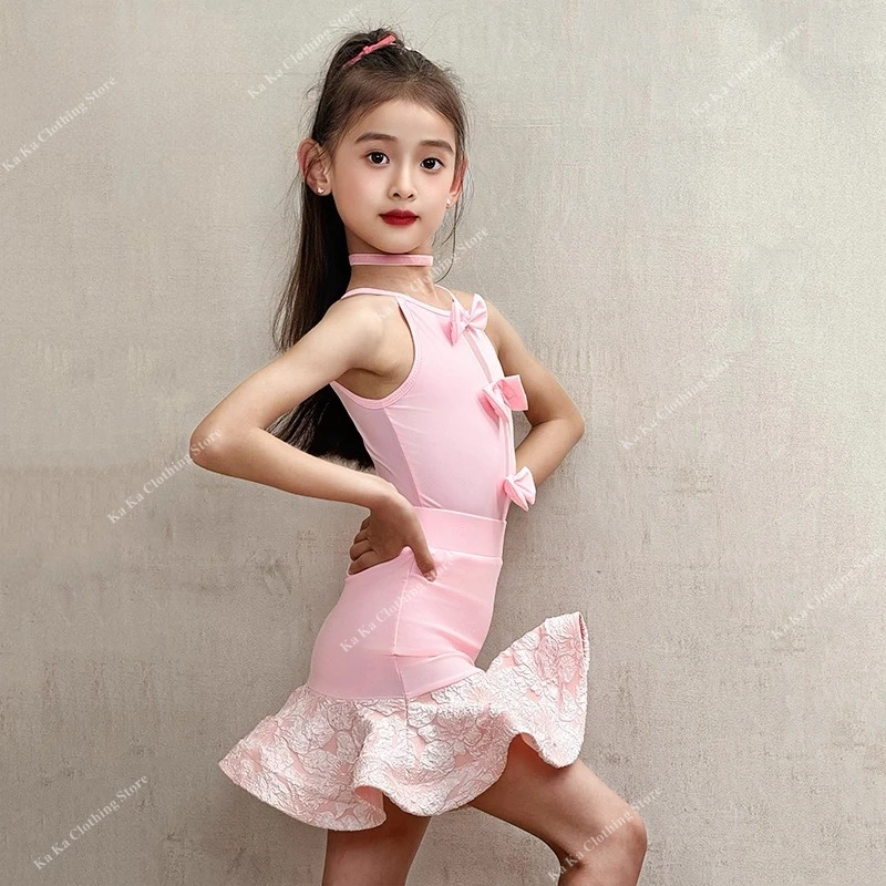 Salsa Latin Dance Dress Girls Ballroom Dress Standard Kid Competition Latin Practice Dress Rumba Tango Latin Dance Costume Girls