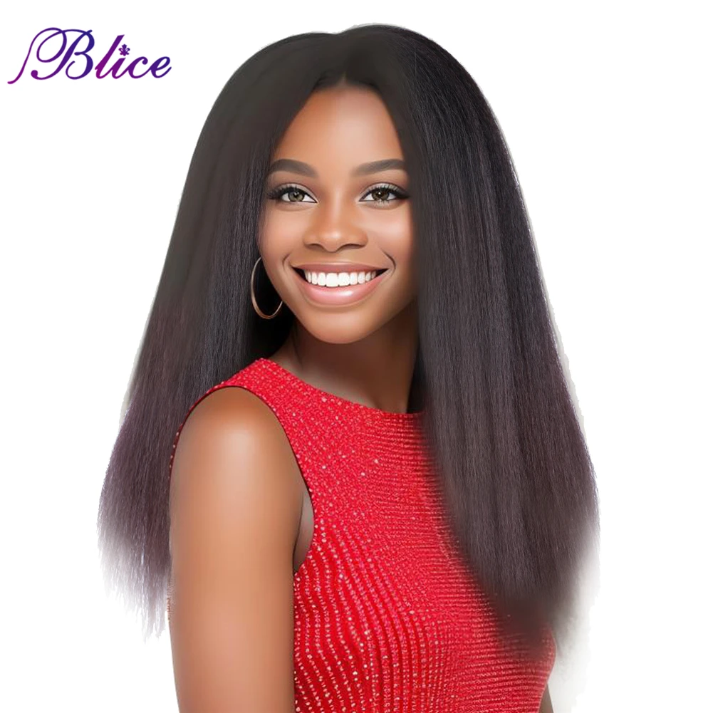 Blice Synthetic Yaki Straight Middle Part 2x5 Lace Closure Wig Women Wig Hand Made Top Lace Long Wigs For Daily Life