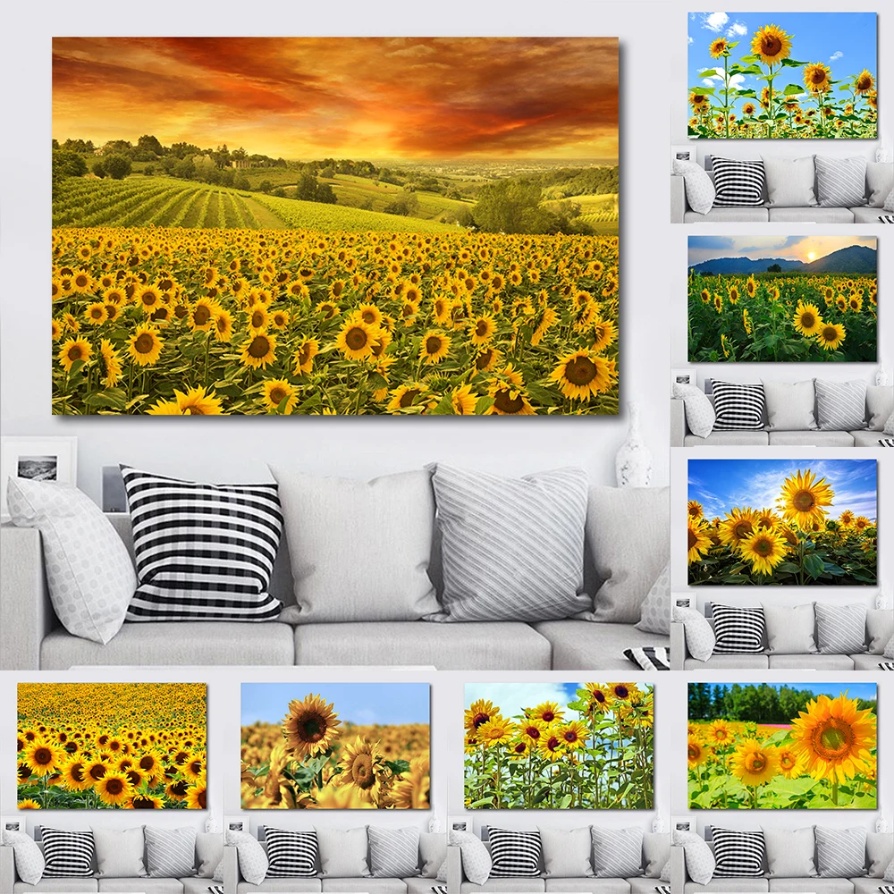 Sunflower Canvas Painting Wall Art Landscape Pictures Flower Landscape Posters and Prints for Living Room Home Decor No Frame