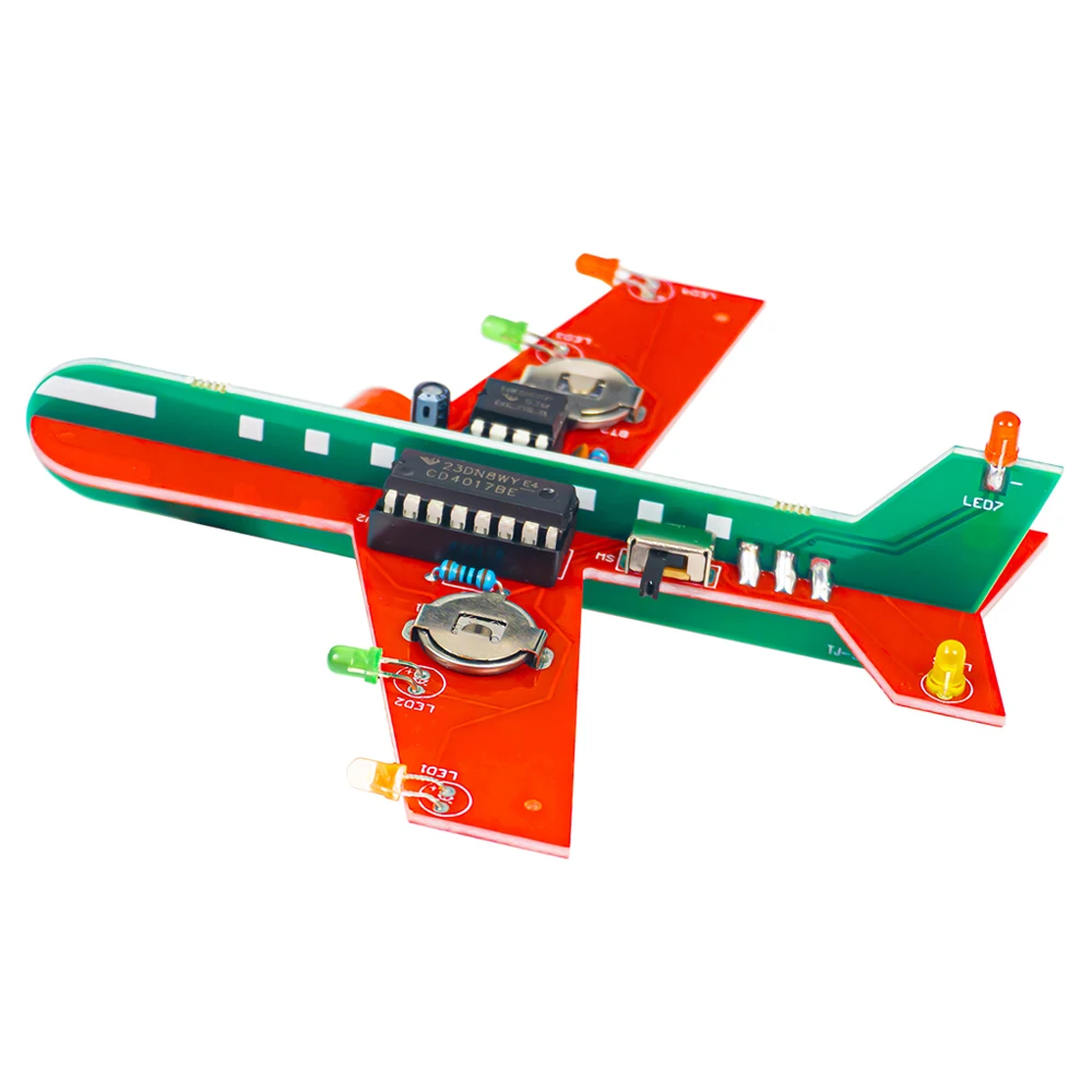 DIY Electronic Kit Airplane Kit LED Flashing Circuit Fabrication Soldering Practice Project DC3-6V NE555 CD4017 Flowing Light
