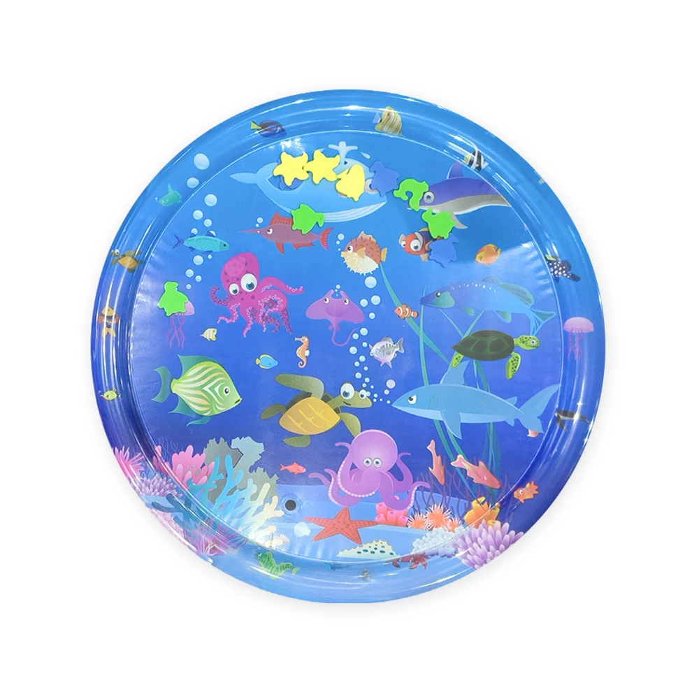 1pc Sea World Inflatable PVC Playing Mat 100cm/39.37inch Baby Play Water Mat Toddler Pad Kids Early Education Activity Toys Mat