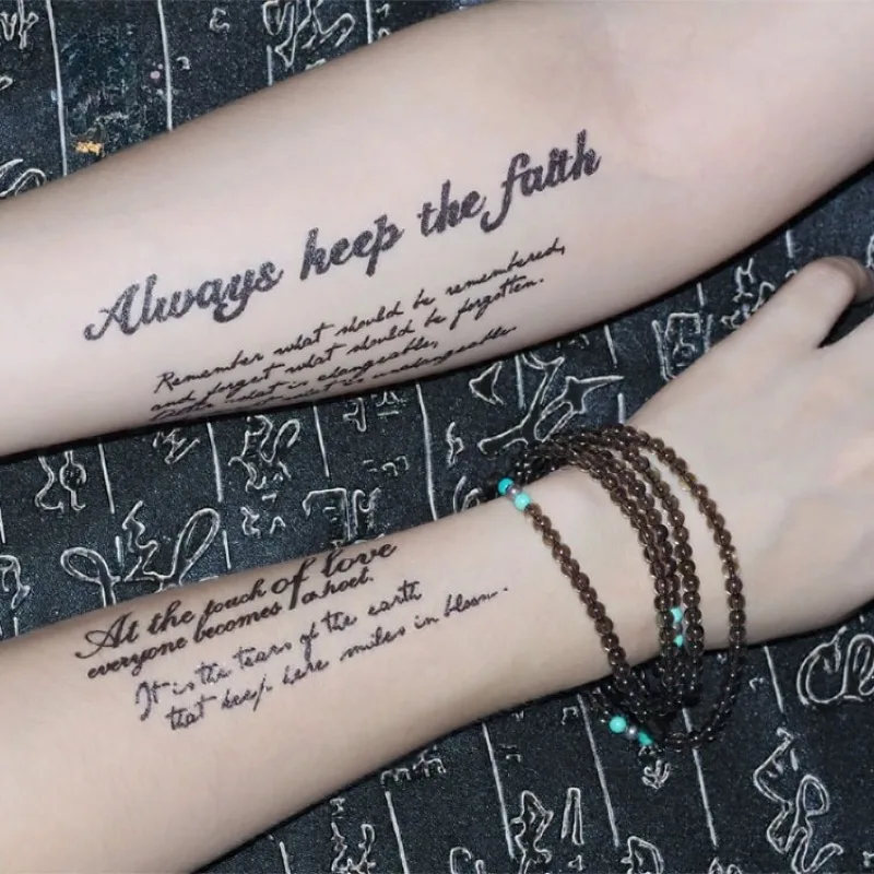 

English Letter Tattoo Sticker, Waterproof Personalized 3D Flower Arm Tattoo Sticker, Fashionable Temporary Tattoo Sticker