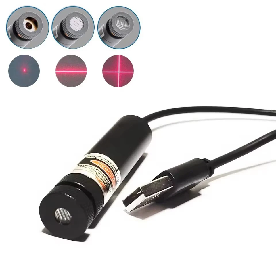 USB 650nm 50mW 100mW Dot/Line/Cross Red Focusable Laser Diode Module 5V Long-time Working