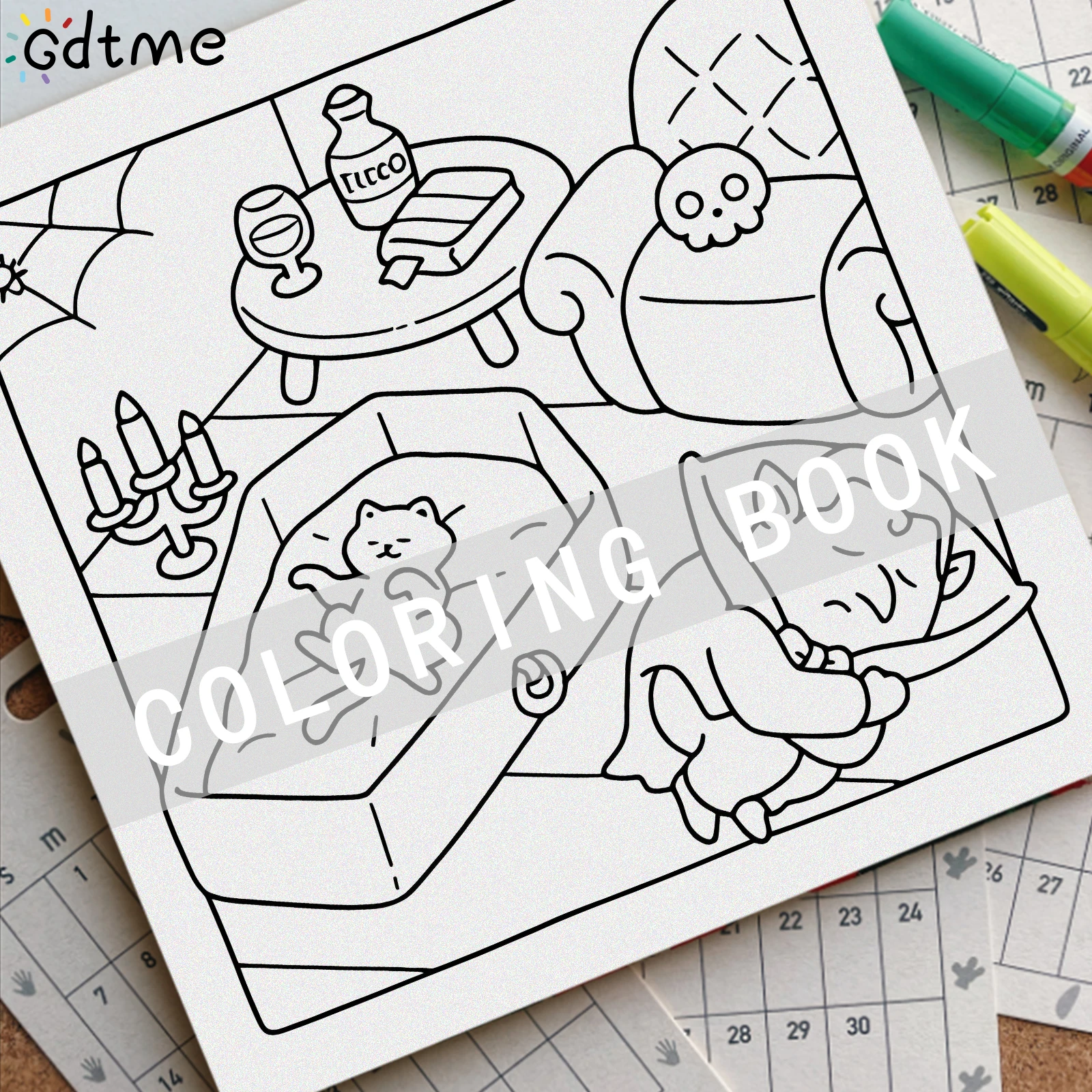 Verrücktes Grusel-Malbuch, Niedliche Grusel-Illustrationen mit Büro- und Skelett-Motiven, Entspannendes Graffiti-Zeichenbuch für Erwachsene – Detail 4