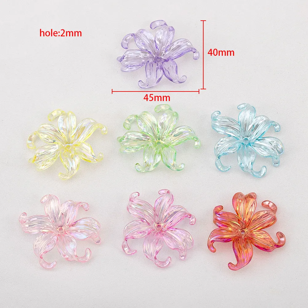 20pcs 40x45mm Multicolor Acrylic Petal Transparent Flower Beads DIY Bracelets Necklaces Keychain Accessories for Jewelry Making image 2