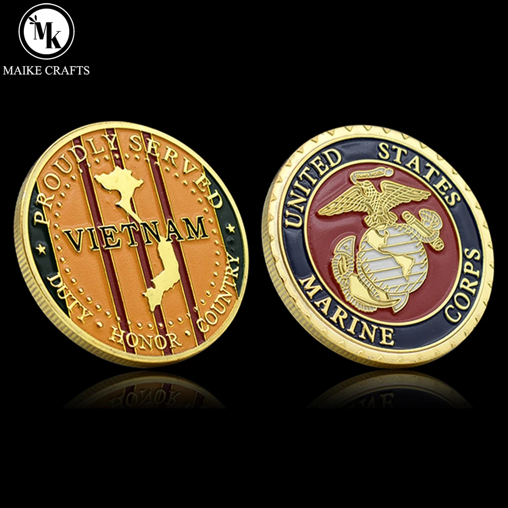 

United States Marine Corps Commemorative Coin Vietnam War Military Gold Plated Medal of Honor Challenge Coin Collection Gifts