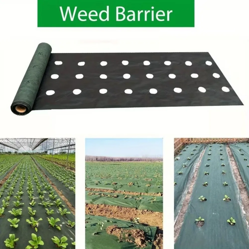 Pre-punched Holes Perforated Grass Proof Cloth Double Layer Breathable Permeable Weed Control Ground Cover Biodegradable