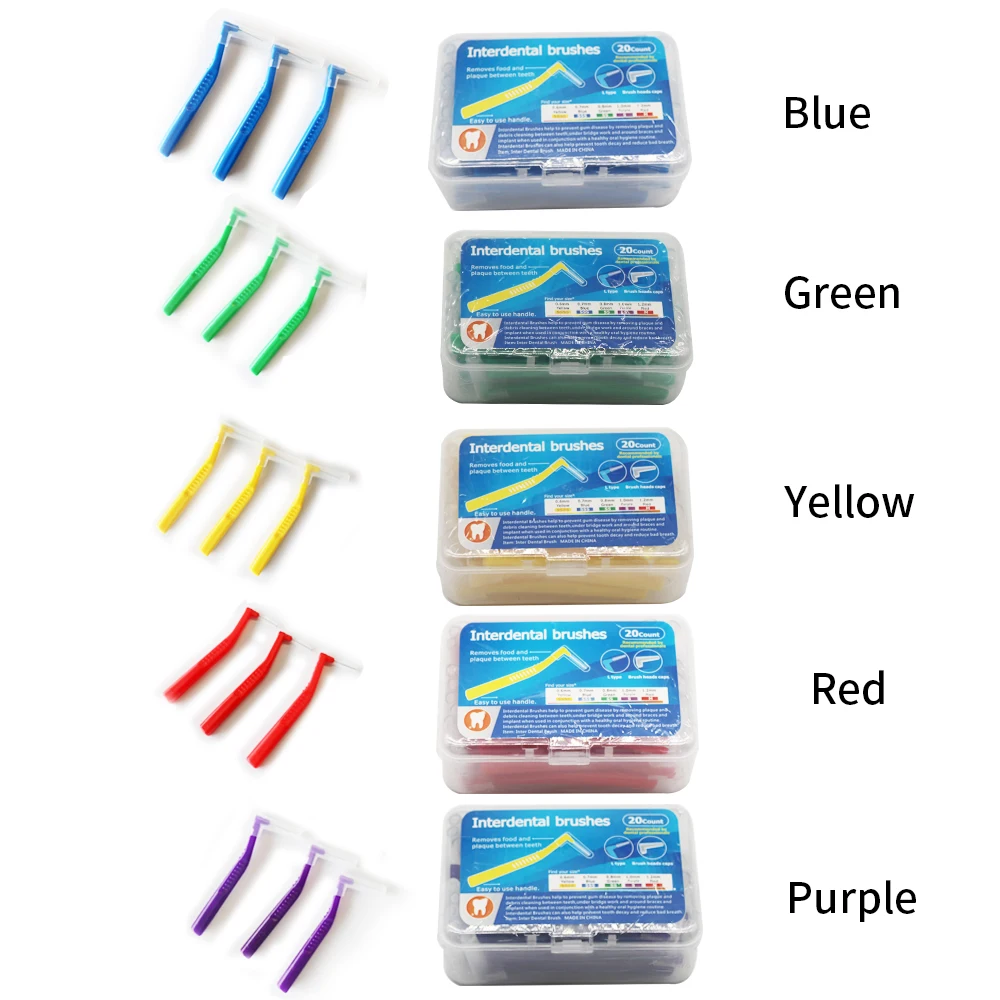 Interdental Brush  L shape tooth brush cleaner 20pcs with box