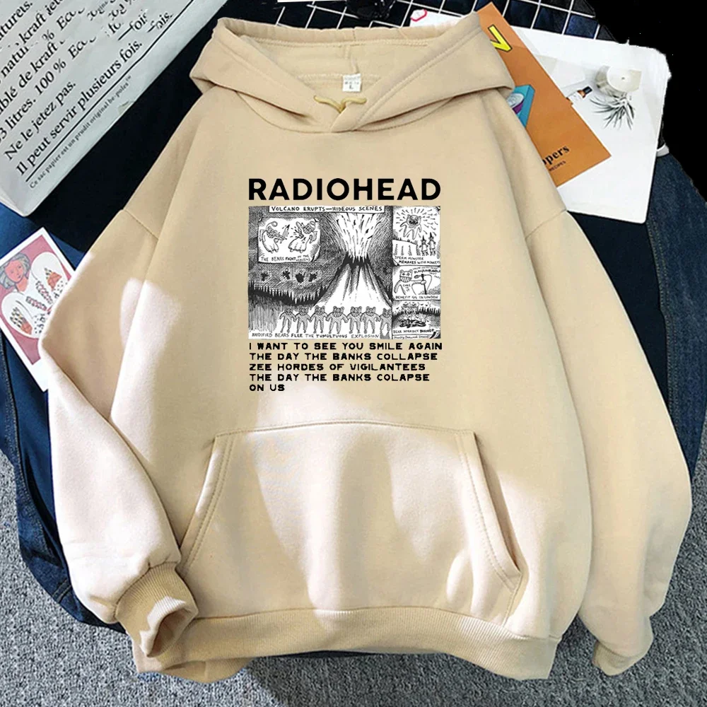 RockIndie Rock Radiohead طباعة هوديي رجل/امرأة البلوفرات هوديس كم طويل الصوف الشارع الشهير Harajuku الذكور بلايز بلوزات